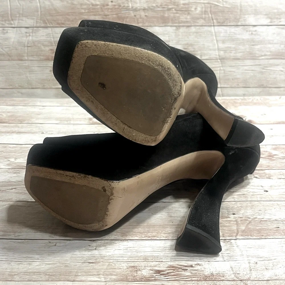Miu Miu Black Suede Sculptural Heels